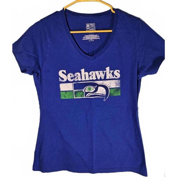 Fanatics Seattle Seahawks Women's Royal Blue V-Neck T-Shirt Size Medium - Picture 1 of 6